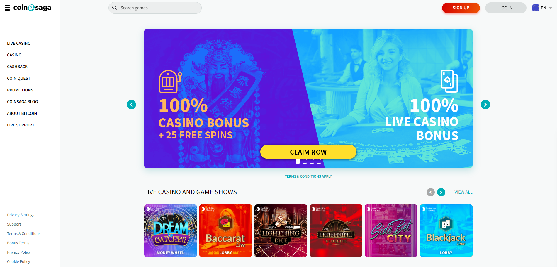 CoinSaga.com – A New Bitcoin Casino