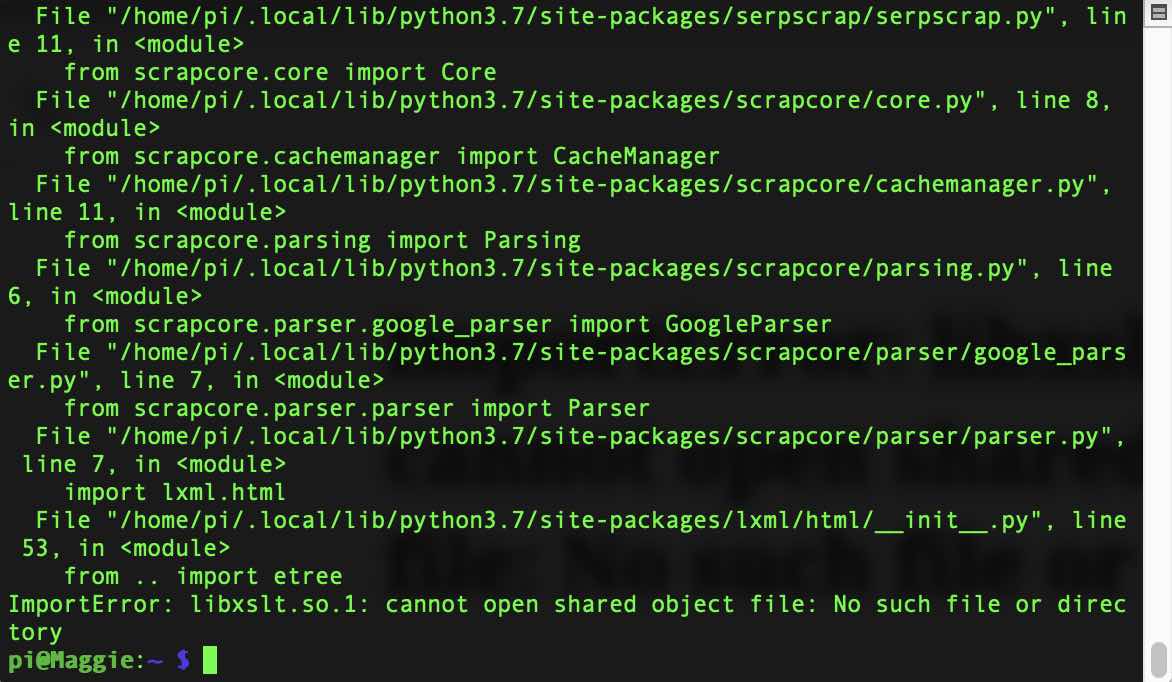 ImportError: libxslt.so.1: cannot open shared object file: No such file or directory